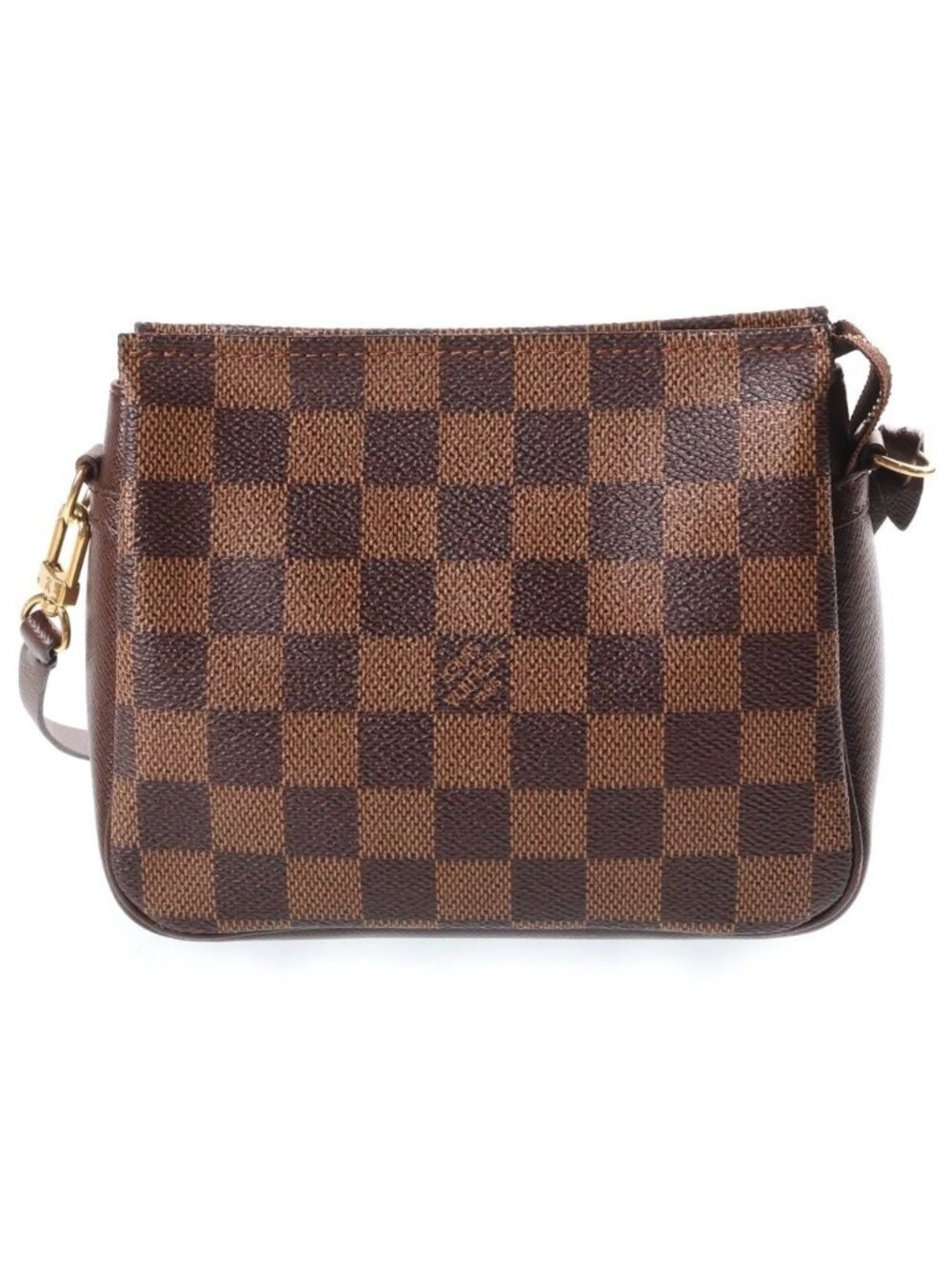 Louis Vuitton Damier Trousse Makeup Handbag Pouch Brown Leather
